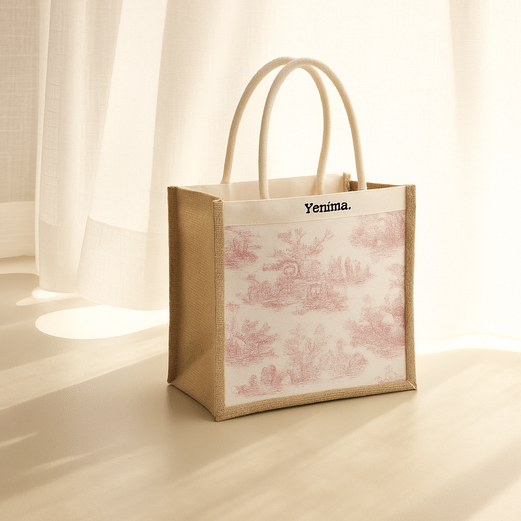 Sac toile de Jouy rose – Collection Rose Antique