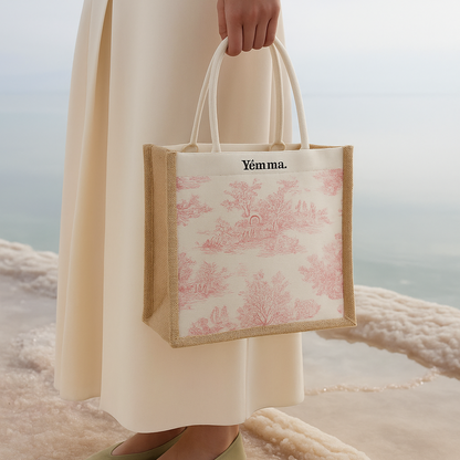 Sac toile de Jouy rose – Collection Rose Antique