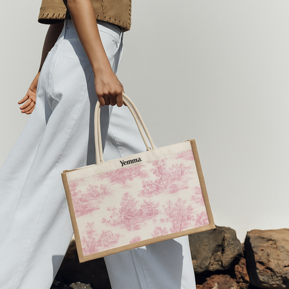 Sac toile de Jouy rose – Collection Rose Antique