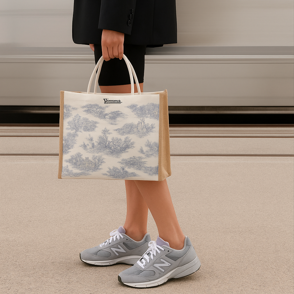 Sac toile de Jouy bleue – Collection Bleu Royale