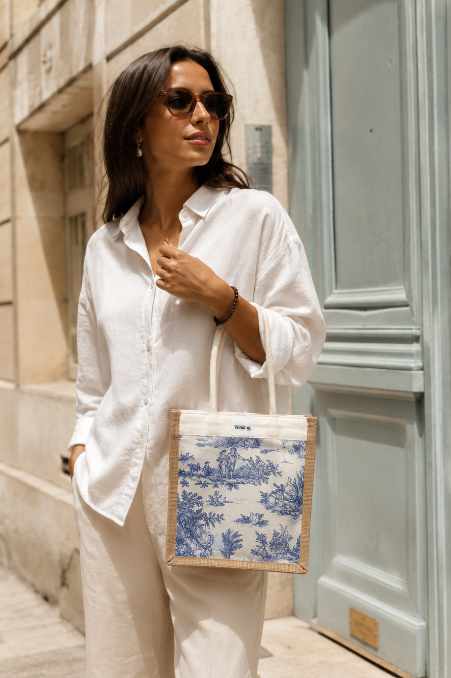 Petit Cabas Toile Bleu