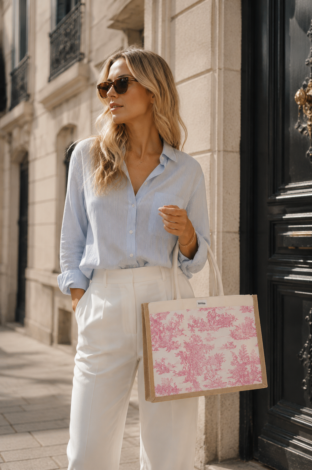 Grand Cabas Toile Rose