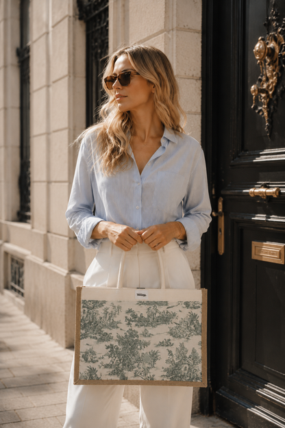 Grand Cabas Toile Vert