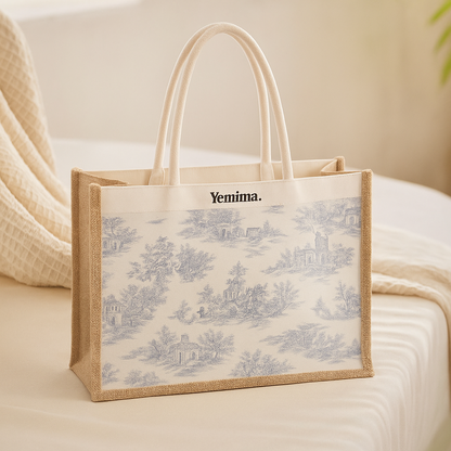 Sac toile de Jouy bleue – Collection Bleu Royale