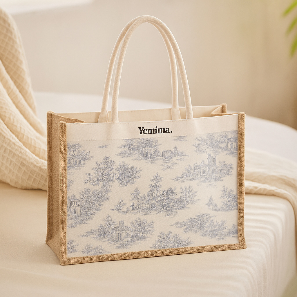 Sac toile de Jouy bleue – Collection Bleu Royale