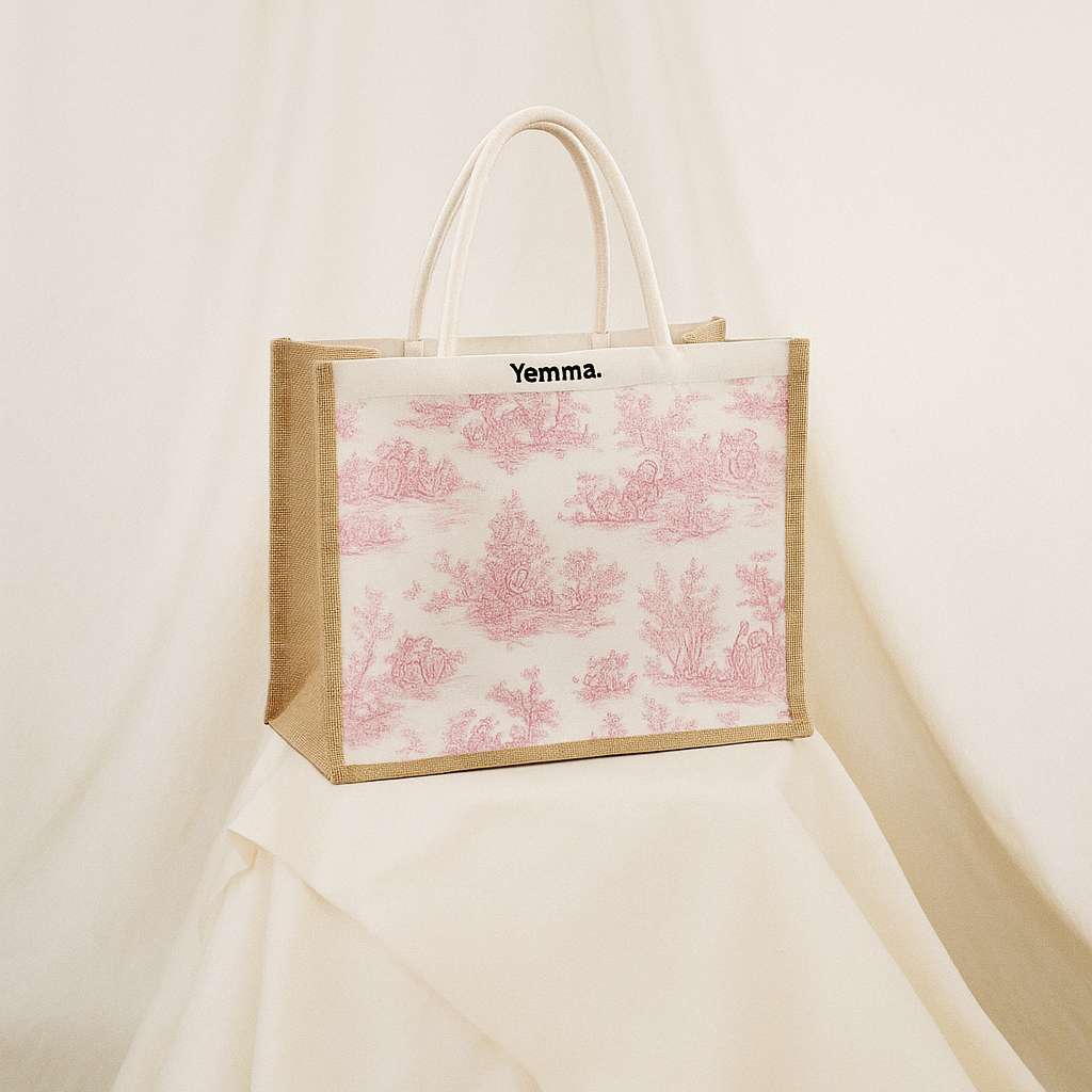 Sac toile de Jouy rose – Collection Rose Antique