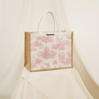 Sac toile de Jouy rose – Collection Rose Antique