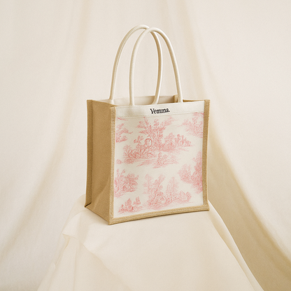 Sac toile de Jouy rose – Collection Rose Antique