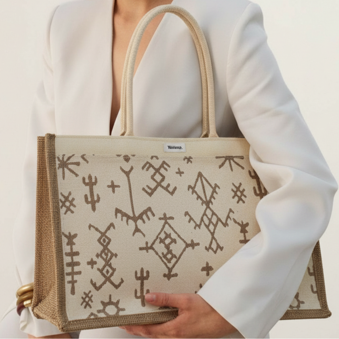 Grand Cabas jacquard Beige