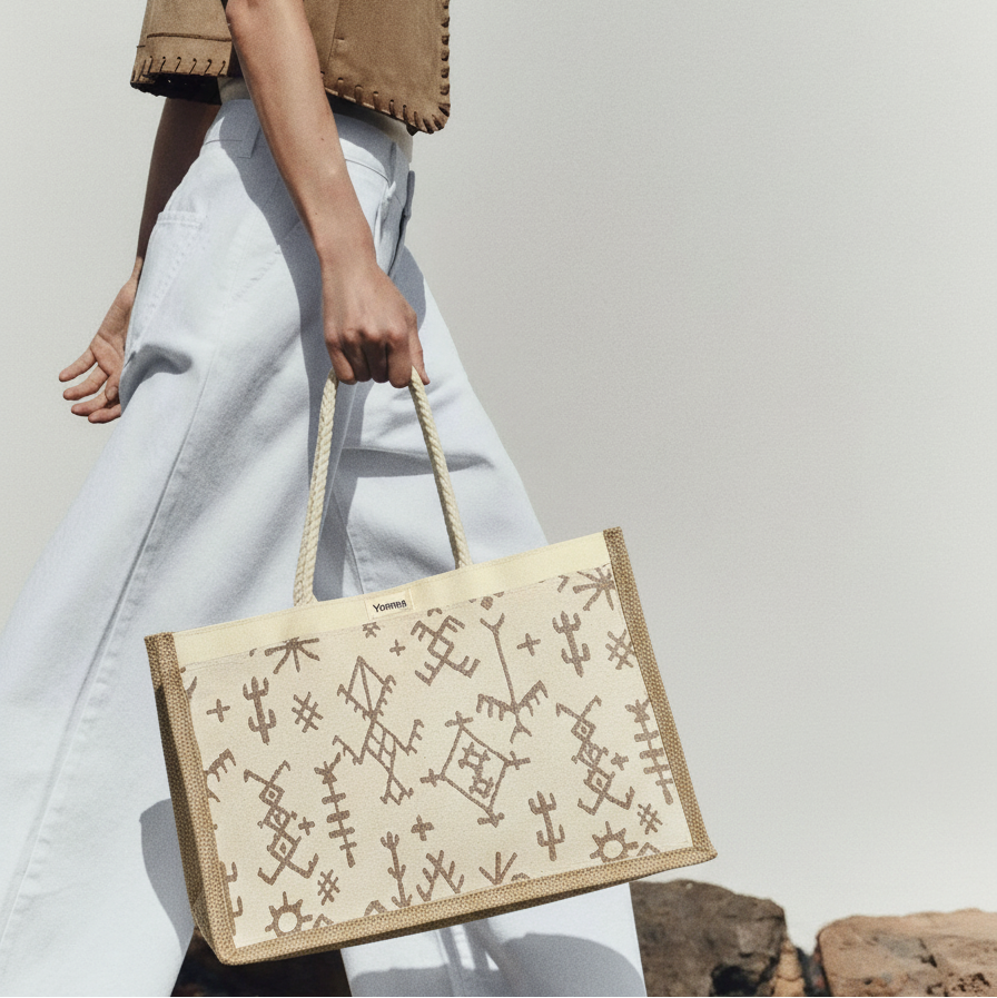 Grand Cabas jacquard Beige