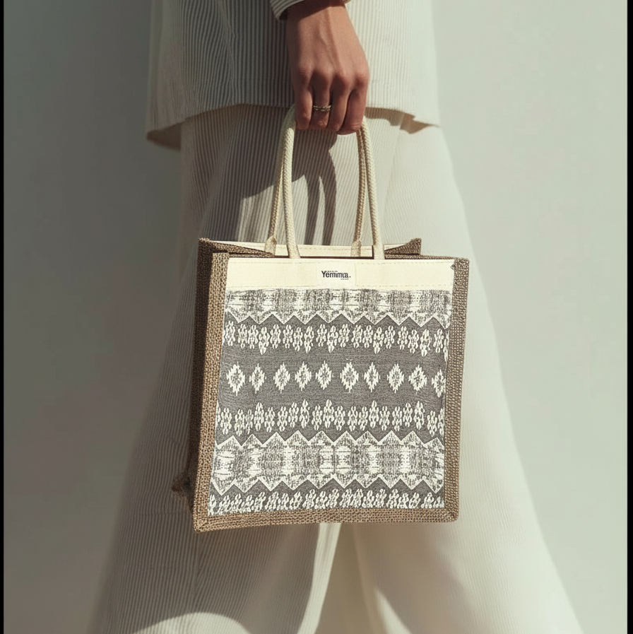 Petit Cabas jacquard Gris