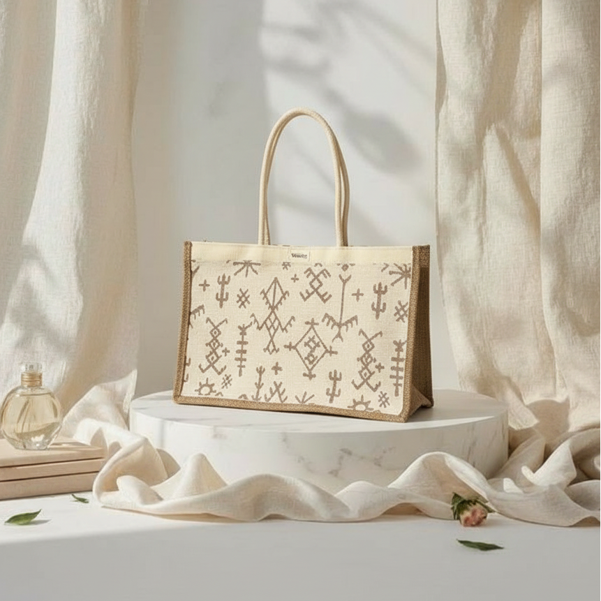 Grand Cabas jacquard Beige