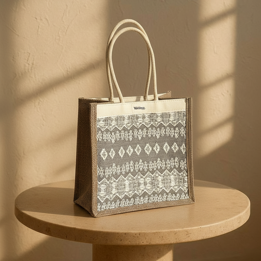 Petit Cabas jacquard Gris
