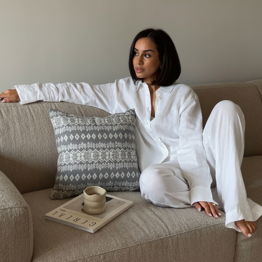 Housse de coussin gris