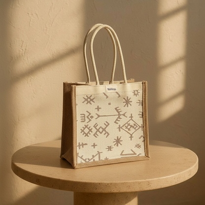 Petit cabas jacquard Beige