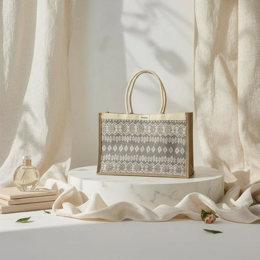 Grand Cabas jacquard Gris