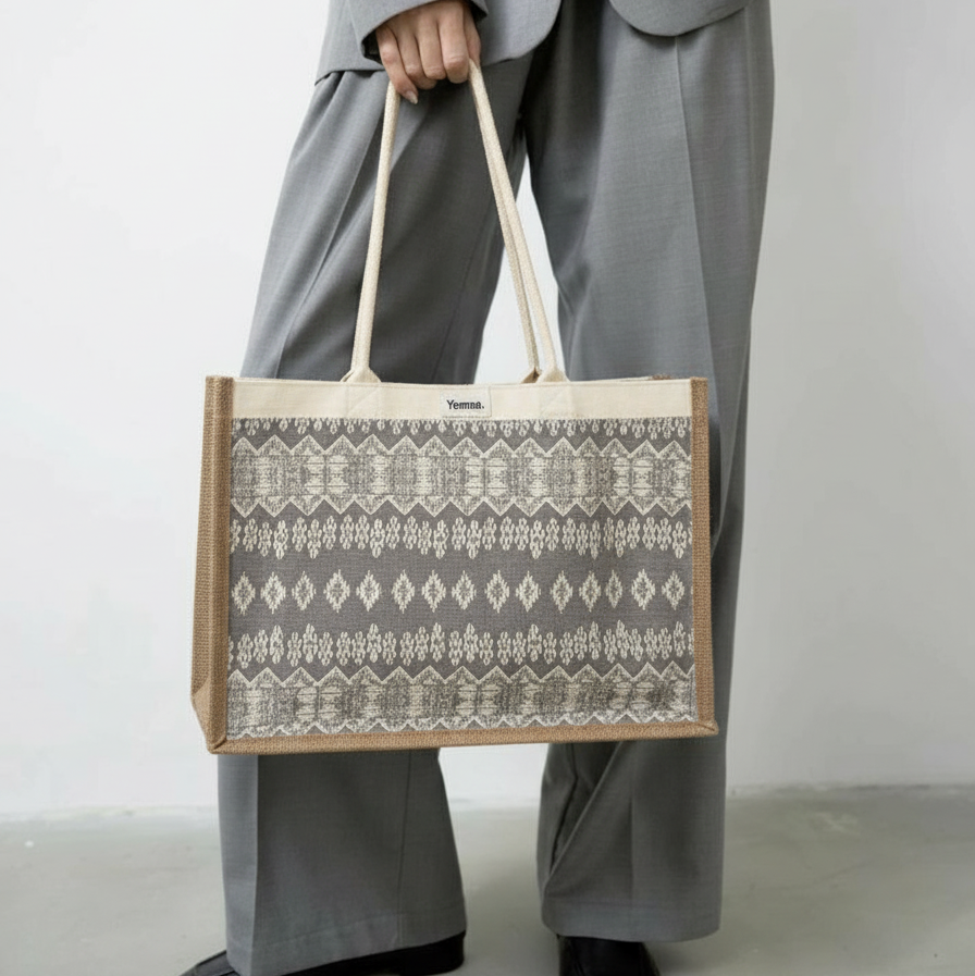 Grand Cabas jacquard Gris