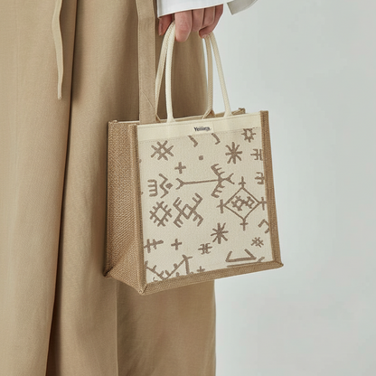 Petit cabas jacquard Beige